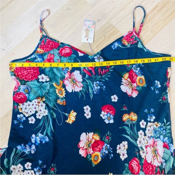 Johnny Was 100% silk slip midi dress in navy blue floral NWT - Picture 8 of 10